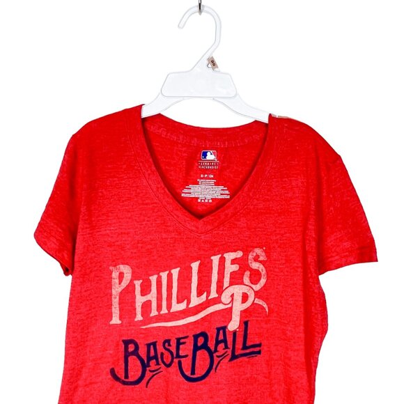 Phillies Baseball Tshirt Size SP‎ Womens V Neck Logo Short Sleeve Small Petite - Picture 3 of 8